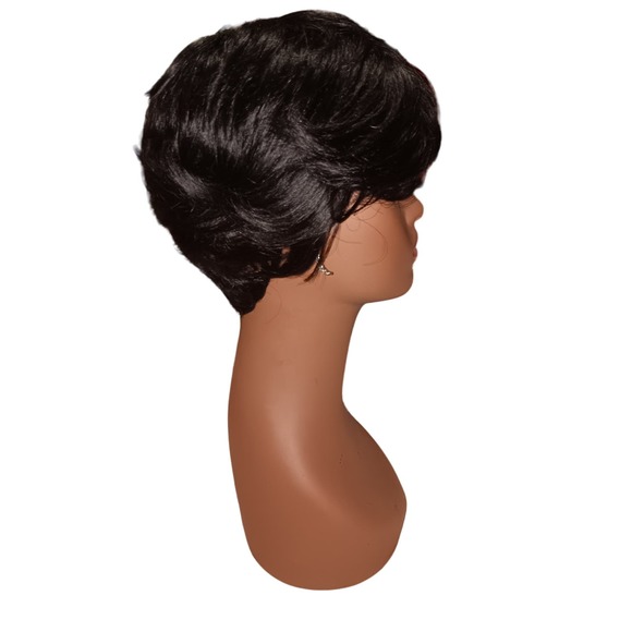 Short Pixie Cut Human Hair Wig with Bangs - Picture 2 of 5